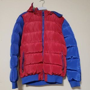 KP Fashion Man Blue & Red Puffer Coat